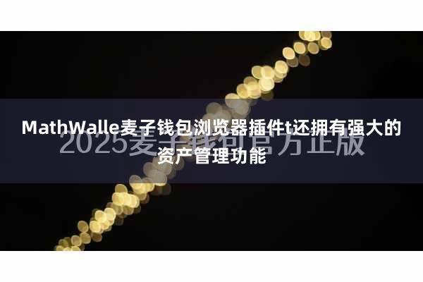 MathWalle麦子钱包浏览器插件t还拥有强大的资产管理功能